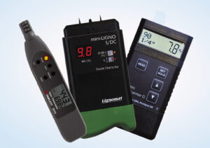 2 tools to predict shrinkage, pinless or pin moisture meter and thermo-hygrometer