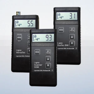 3 pinless moisture meters from Lignomat are set-up to track moisture behind LVT floor planks.